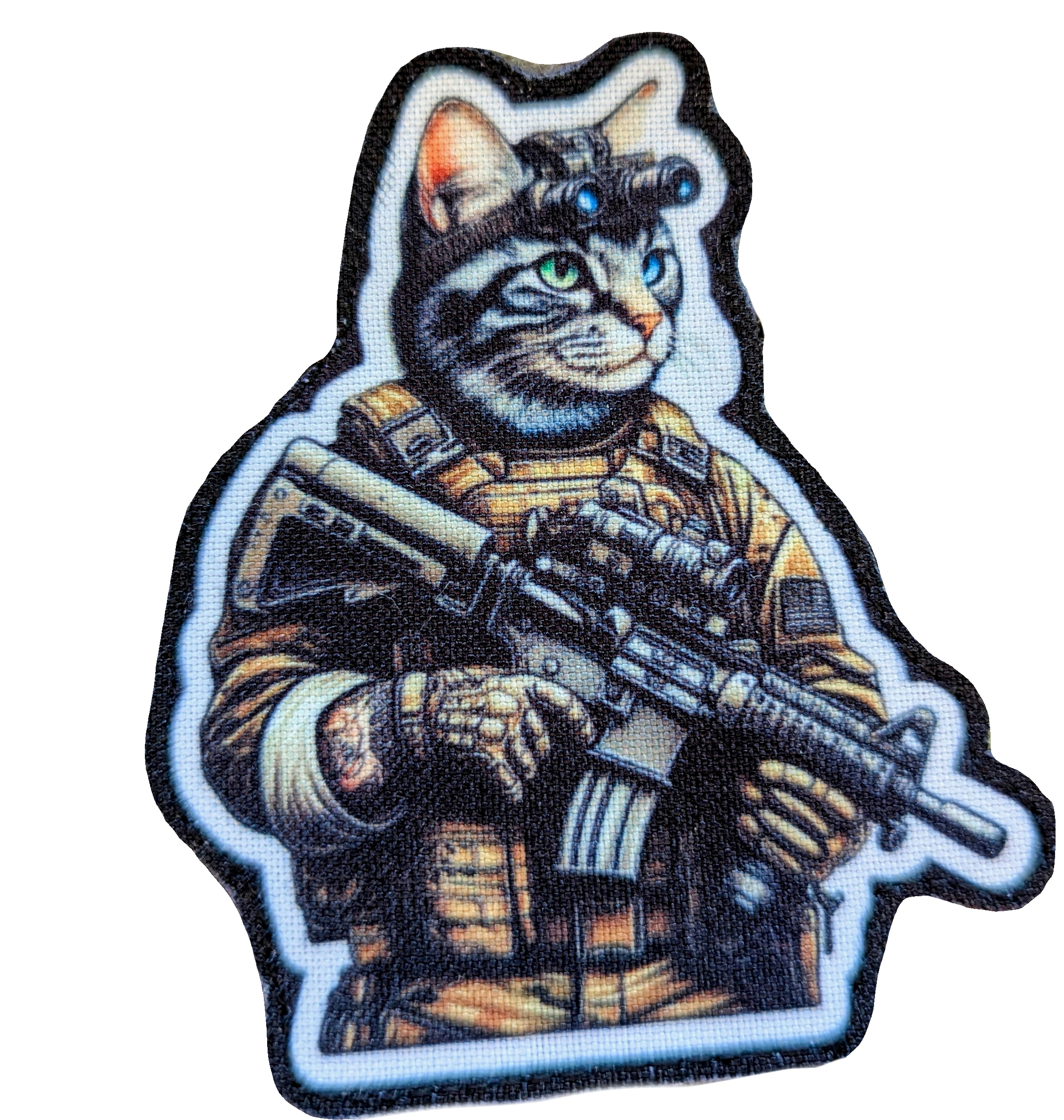 Шеврон-патч Бойовий Кіт з ПНБ фігурний на липучках (CATT4)