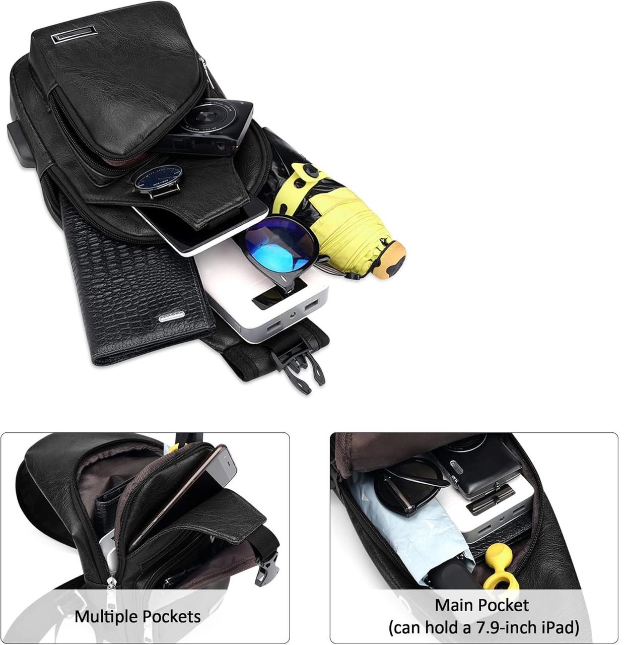 Сумка-слінг чоловіча через плече зі штучної шкіри Чорний (LR 3416 BK) - фото 4 Сумка-слінг чоловіча через плече зі штучної шкіри Чорний (LR 3416 BK) - фото 4