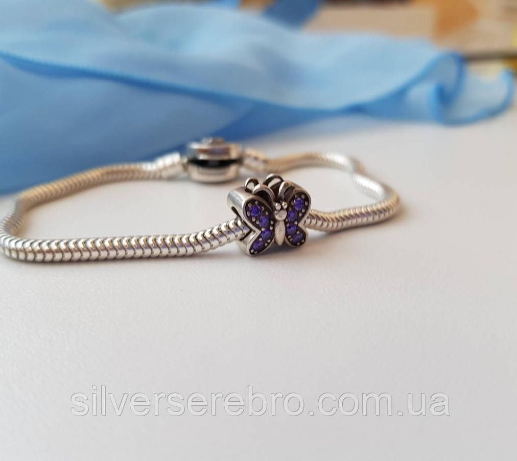 Шарм Бабочка в камнях серебро 925 проба 2,20 г (П5ФА/730)