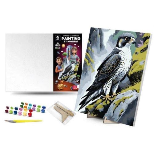 Картина по номерам Сапсан на скале с деревянной подставкой 40х50 см (2987497765)