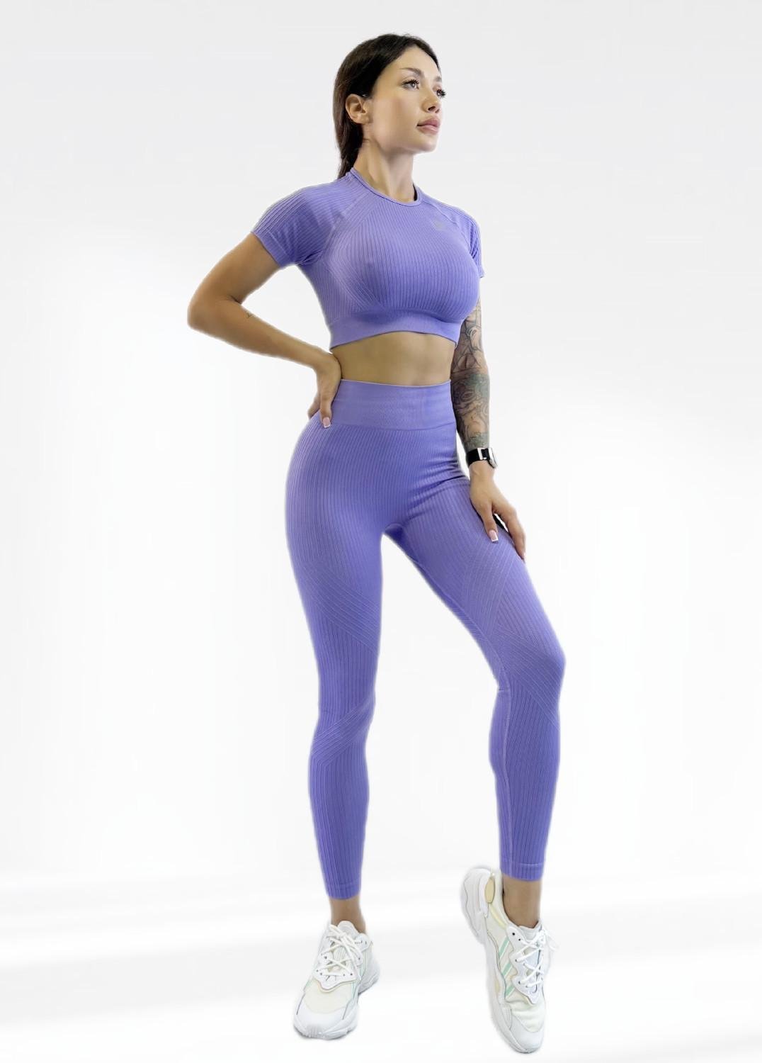 Костюм для фитнеса женский LILAFIT лосины пуш ап/топ S Фиолетовый (LFS000155) - фото 4 Костюм для фитнеса женский LILAFIT лосины пуш ап/топ S Фиолетовый (LFS000155) - фото 4