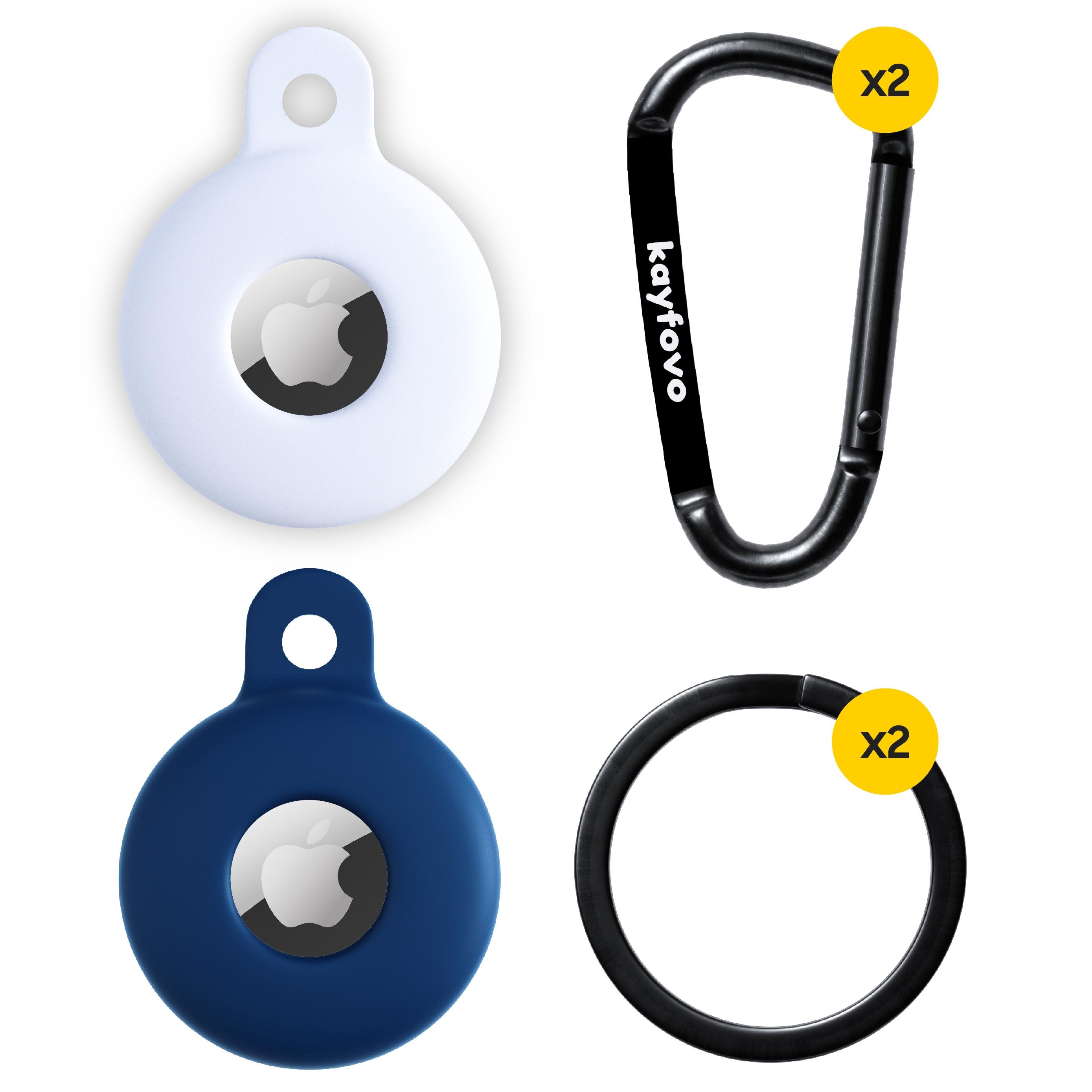 Комплект чехол-брелок Kayfovo WDB2 для Apple AirTag с карабином 2 шт. Silicone White/Dark Blue (28649) - фото 8 Комплект чехол-брелок Kayfovo WDB2 для Apple AirTag с карабином 2 шт. Silicone White/Dark Blue (28649) - фото 8