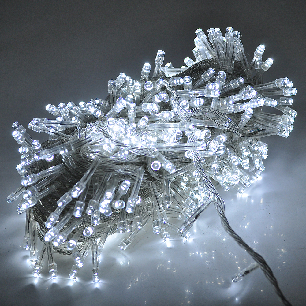 Гирлянда 300 led белый свет 8 режимов 16 м Прозрачный (YUT_V5313)