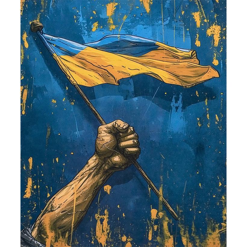 Алмазная мозаика Победа Украины флаг символика 5D полная на подрамнике 40х50 см (IMAGE65)