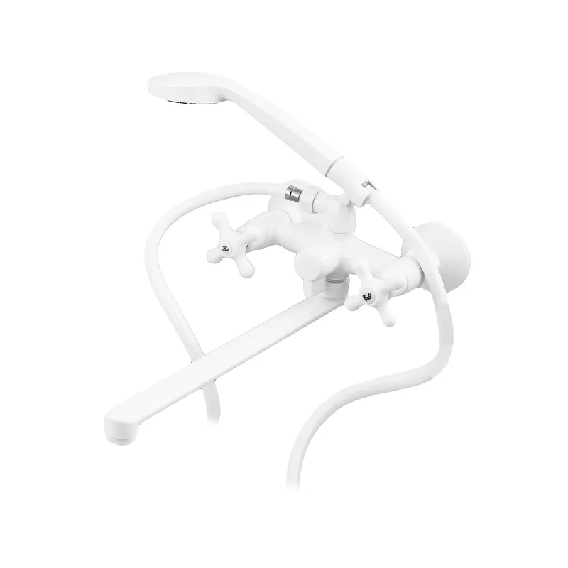 Смеситель для ванны PLAMIX Pablo 140 Euro Set со шлангом и воронкой White (PM0670) Смеситель для ванны PLAMIX Pablo 140 Euro Set со шлангом и воронкой White (PM0670)
