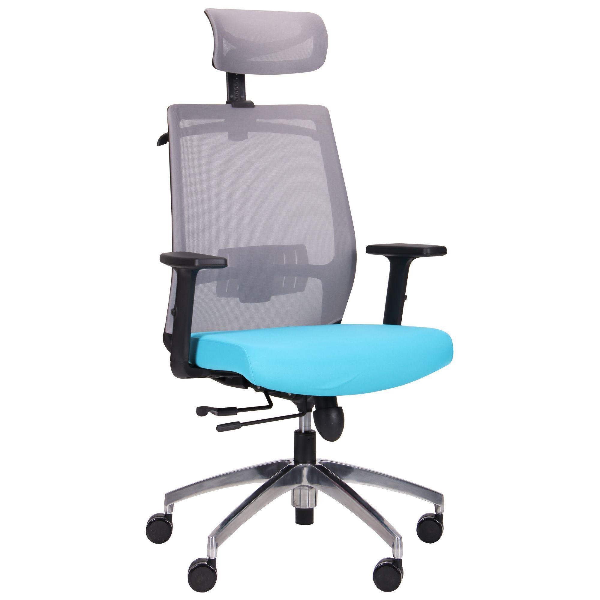 Комп'ютерне крісло AMF Install 1080+90х630х590 Сірий/Блакитний