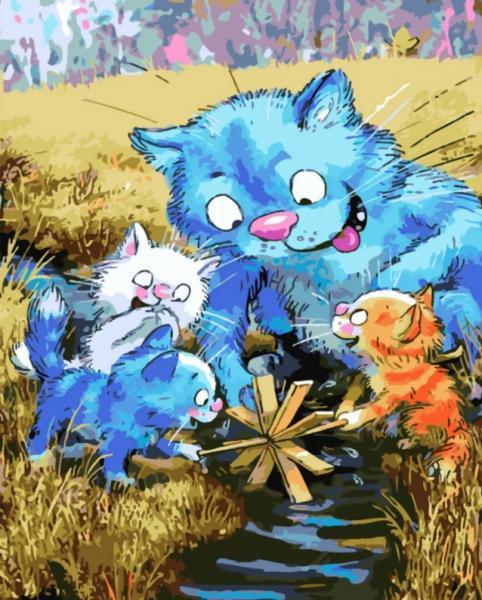 Картина по номерам Strateg Животные Веселая рыбалка 40х50 см в термопакете (SY6365-mt)