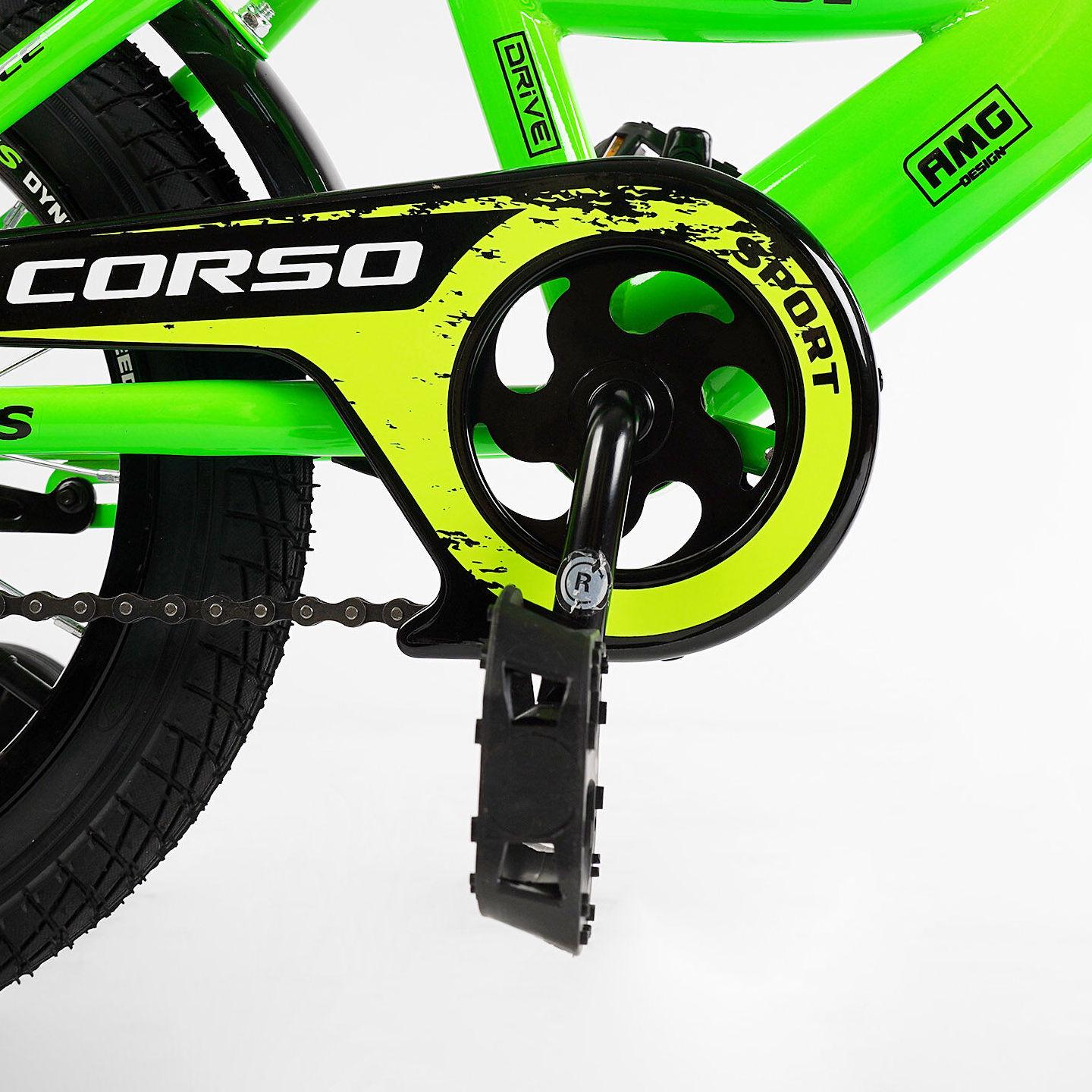 Велосипед двухколесный Corso MAXIS 14" детский с багажником Зеленый - фото 4