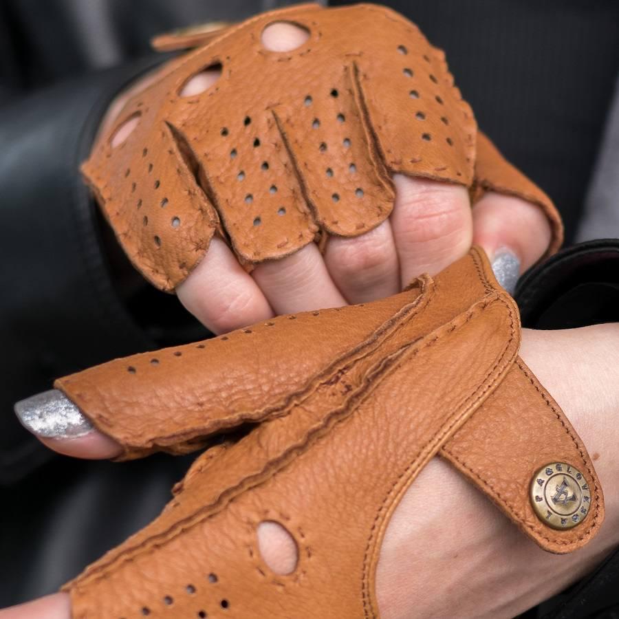 Перчатки митенки женские Alpa Gloves 322-18 натуральная кожа р. 7 Коричневый (28595540) - фото 2