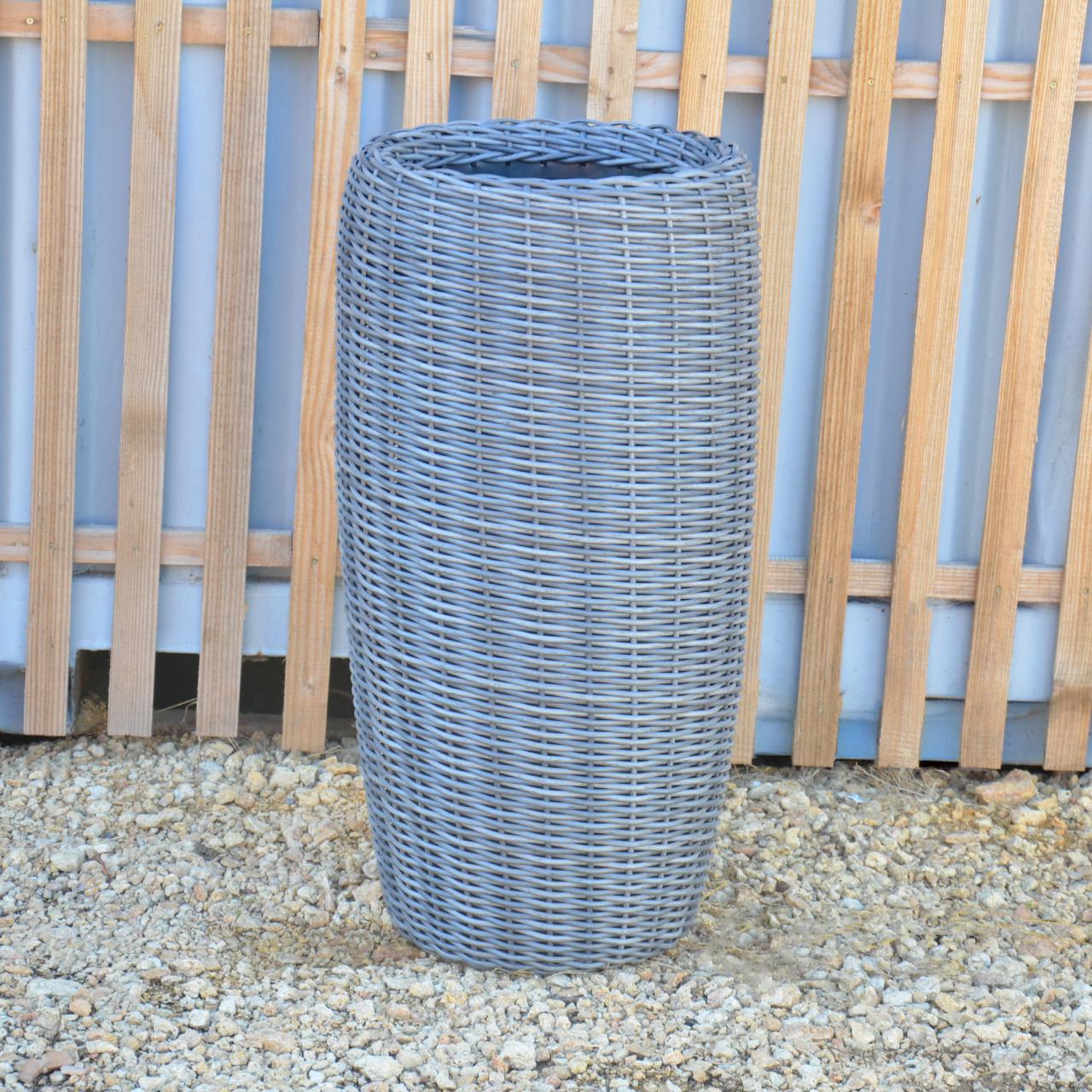 Кашпо високе для квітів та рослин з штучного ротангу/ручної роботи 20 л Сірий меланж (24762849) - фото 2 Кашпо високе для квітів та рослин з штучного ротангу/ручної роботи 20 л Сірий меланж (24762849) - фото 2