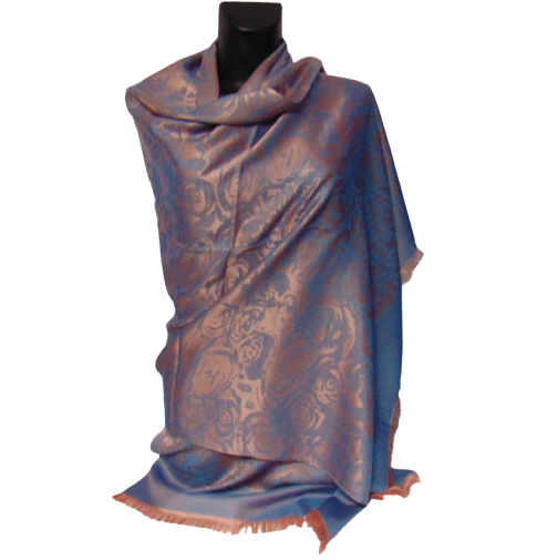 Шарф шелковый хамелеон Ashma Синий/Пудровый (1749116965)