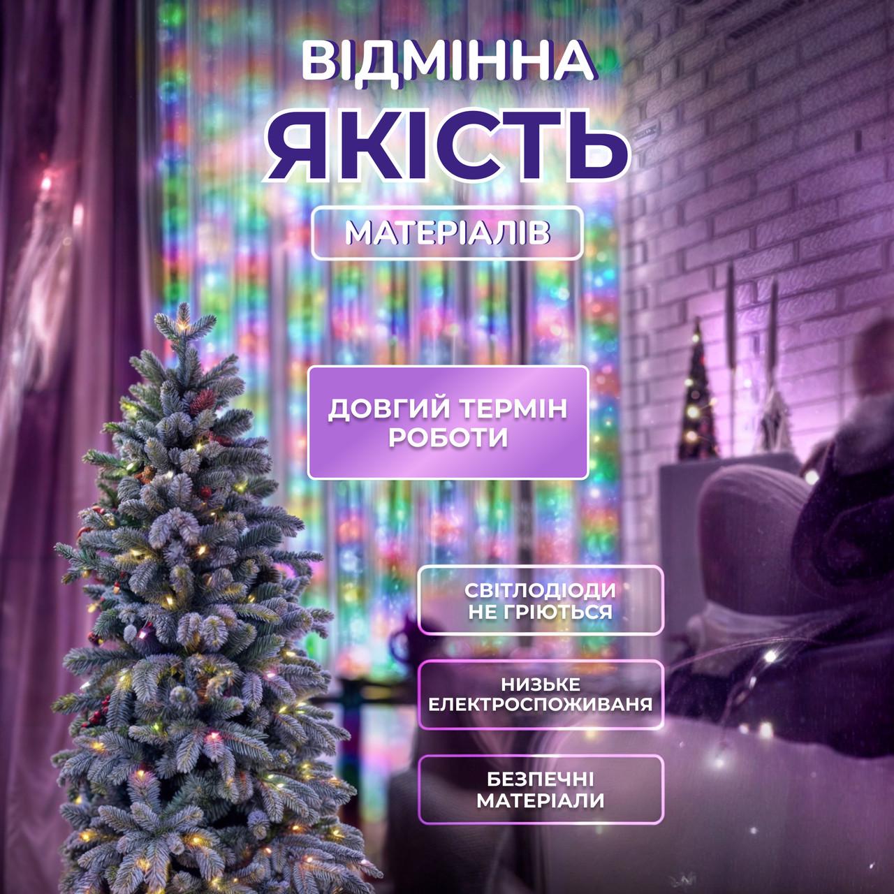 Гірлянда Роса 30 м 640 led світлодіодів зелений дріт Різнокольоровий (D1750ML) - фото 2