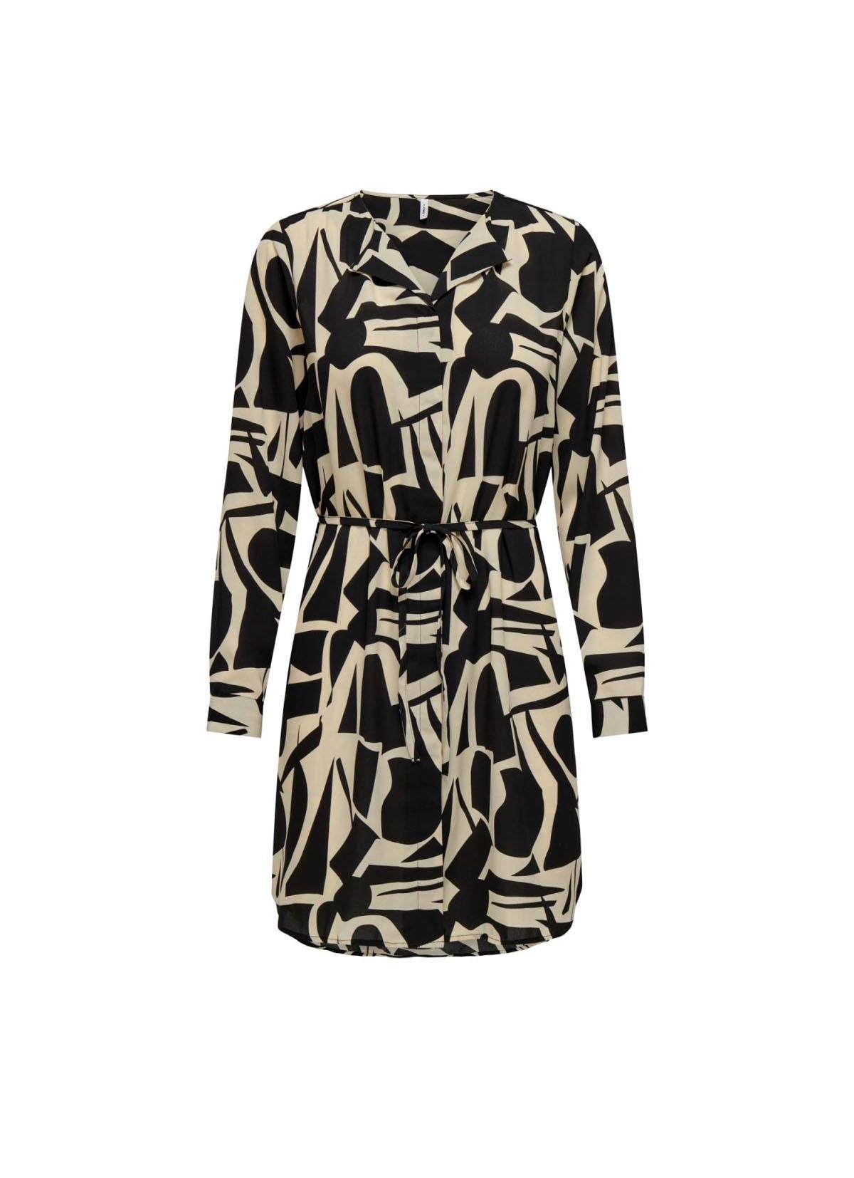 Платье ONLY 15332602 принт M Черно-бежевый (5715503416759)