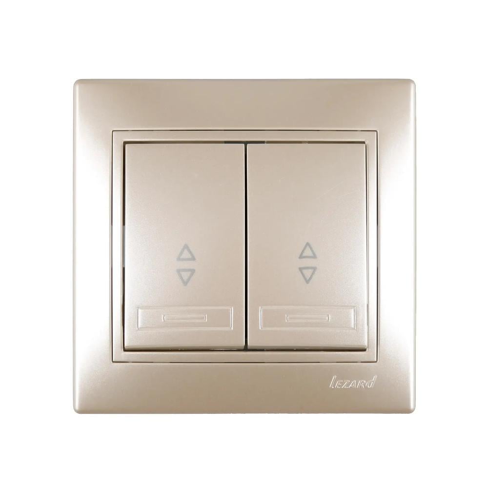 Выключатель двухклавишный проходной Lezard Mira со вставками Жемчужно-белый перламутр (27549508)