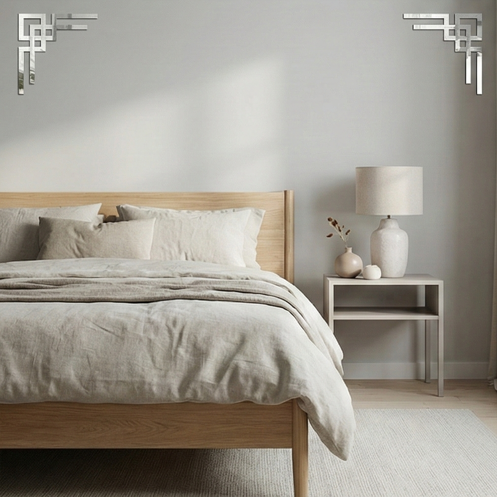 Комплект зеркальный угловой декор DFA для стен и мебели 4 шт. Серебристый (YA00094-1-S)