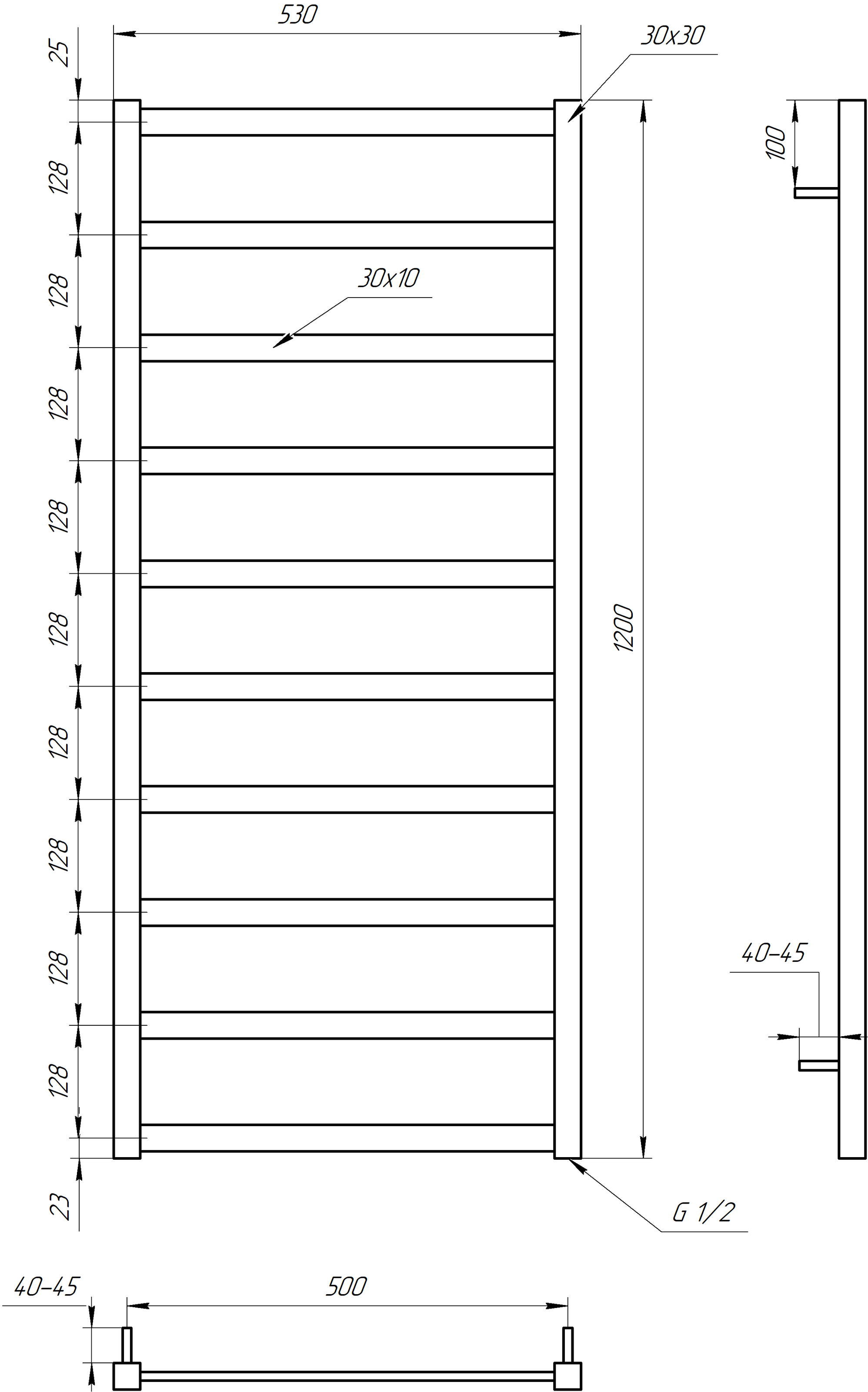 Полотенцесушитель электрический Genesis Aqua Lono 120x53 см Черный (2407) - фото 2