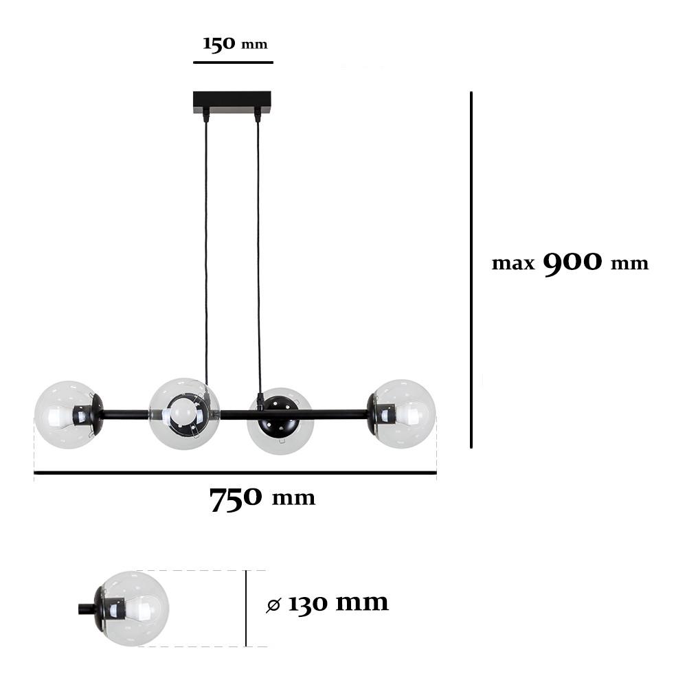 Люстра 7529909-4 Bk/Cl Черный/Прозрачный (lvs4783) - фото 2 Люстра 7529909-4 Bk/Cl Черный/Прозрачный (lvs4783) - фото 2