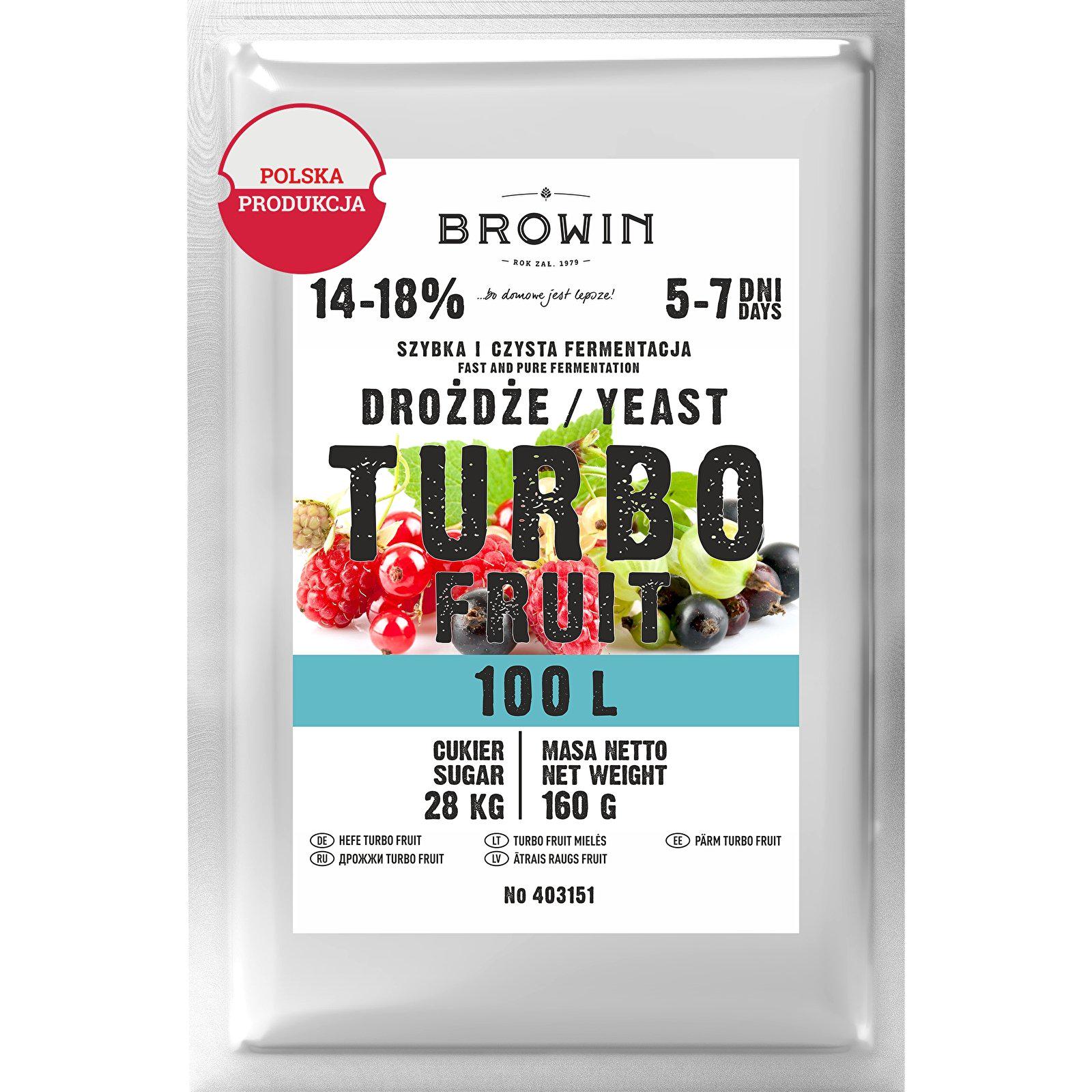 Винные дрожжи Browin Turbo Fruit 5-7 дней 100 л 160 г (403151)