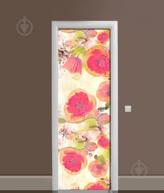 Наклейка на дверь Zatarga «Маковый узор» 650х2000 мм виниловая 3Д наклейка декор самоклеящаяся Наклейка на дверь Zatarga «Маковый узор» 650х2000 мм виниловая 3Д наклейка декор самоклеящаяся