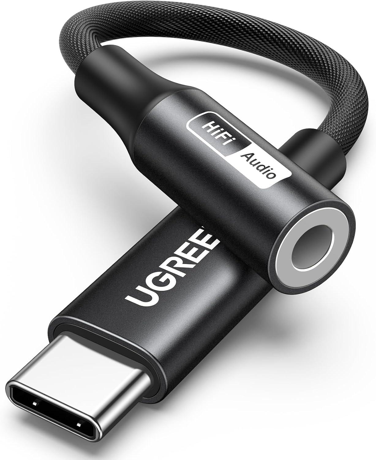 Кабель UGREEN CM720 USB Type-C-3,5 мм Aux Dongle HiFi адаптер для наушников Black (25836)