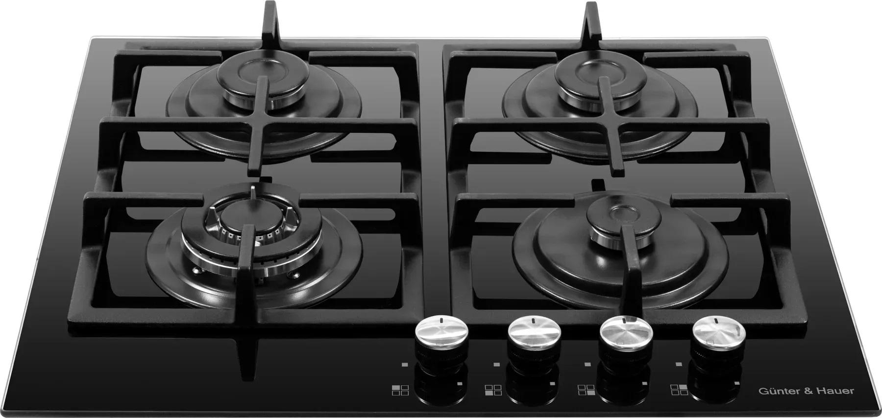 Варочная поверхность газовая Gunter&Hauer GL64 TB стеклянная автоподжиг и чугунные решетки (28593349) - фото 3 Варочная поверхность газовая Gunter&Hauer GL64 TB стеклянная автоподжиг и чугунные решетки (28593349) - фото 3