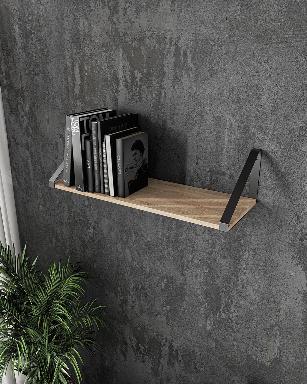 Полиця для книг і декору Moreli XT-21 Bl у стилі лофт 600x210x220 мм Чорний/Дуб сонома (mo-xt21-black-sonoma)