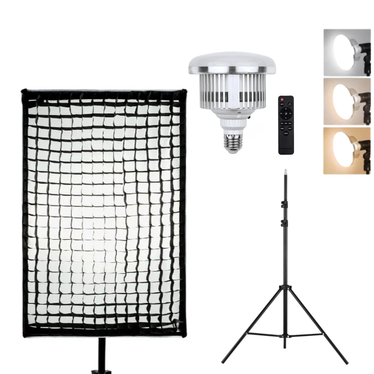 Комплект студийного света софтбокс с сотами 50х70 см/LED-лампой 150W с пультом и штативом/регулировка света