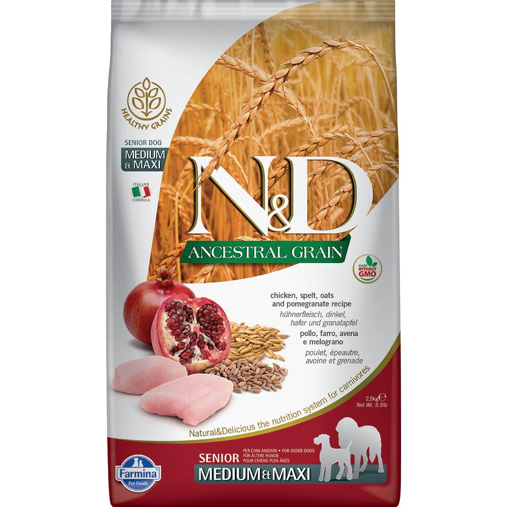 Корм для собак Farmina N&D Low Grain CHICKEN&POMEGRANATE SENIOR MEDIUM&MAXI 2,5 кг (156387)