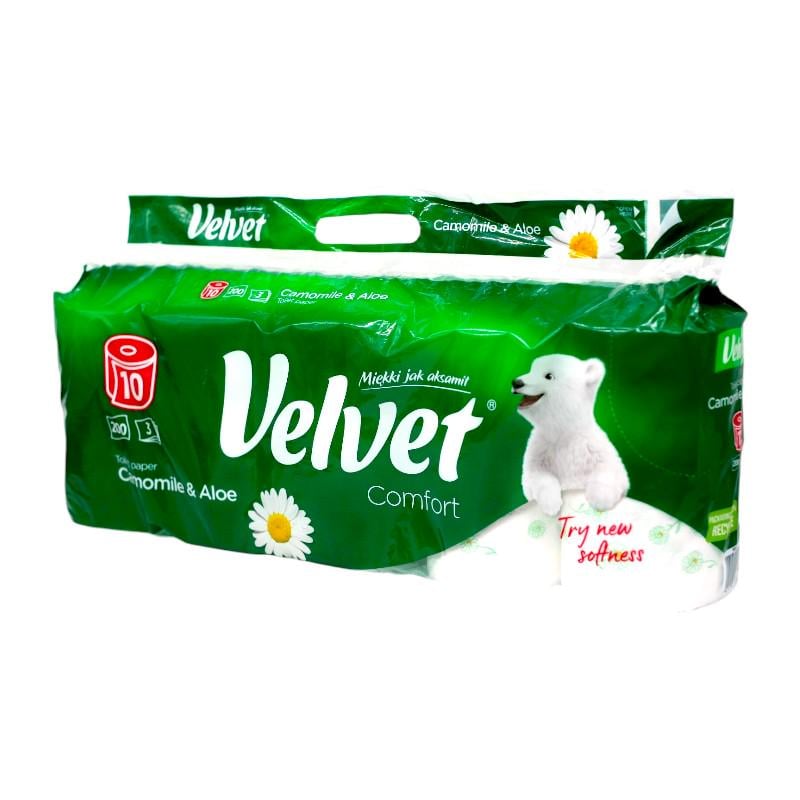 Папір туалетний Velvet Camomile&Aloe 10 рулонів 3 шари 200 відривів (НФ-00008163)