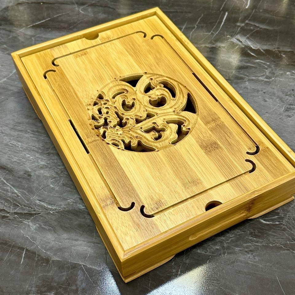 Таця-чабань для чайної церемонії Кантон дерев'яна прямокутна 35х23х6,5 см (OS-T1202) - фото 2