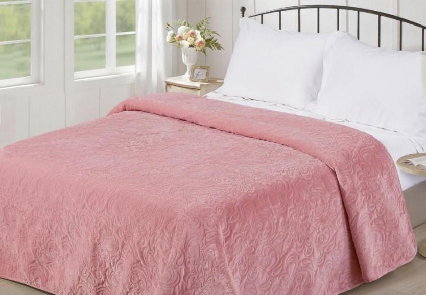 Покривало однотонне стьобане Love You v18 150x200 Рожевий (m015917)