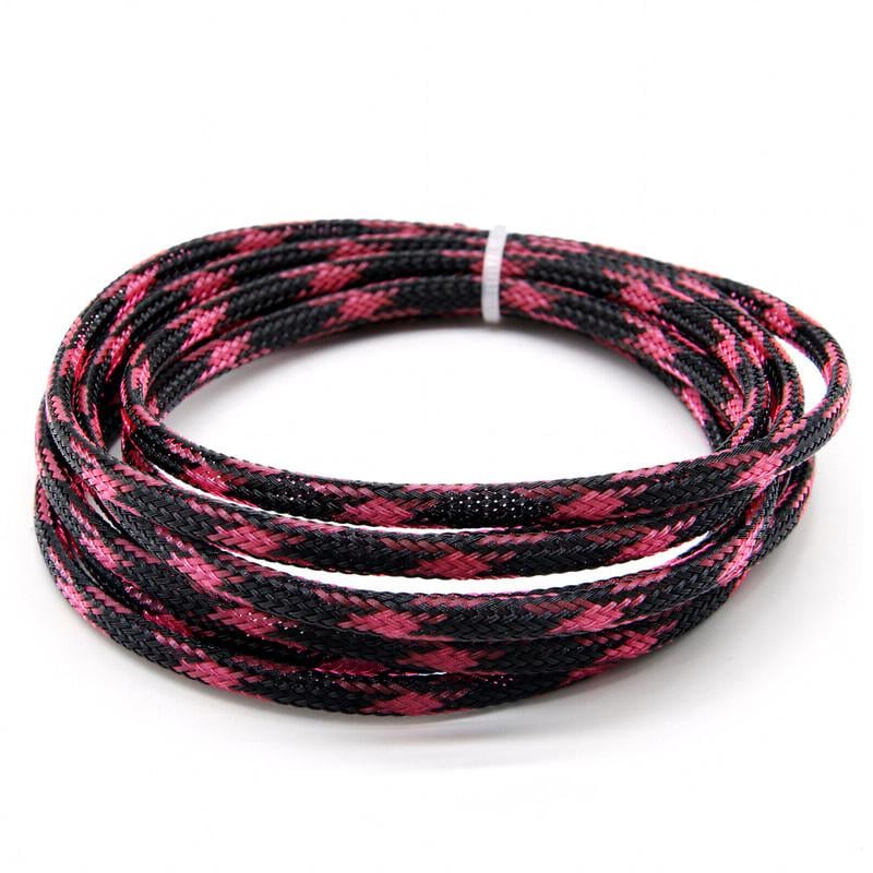 Оплетка кабельная Tactix с нейлона ⌀ 4 мм 1 м Черный/Розовый (GTRPA-04-BP)