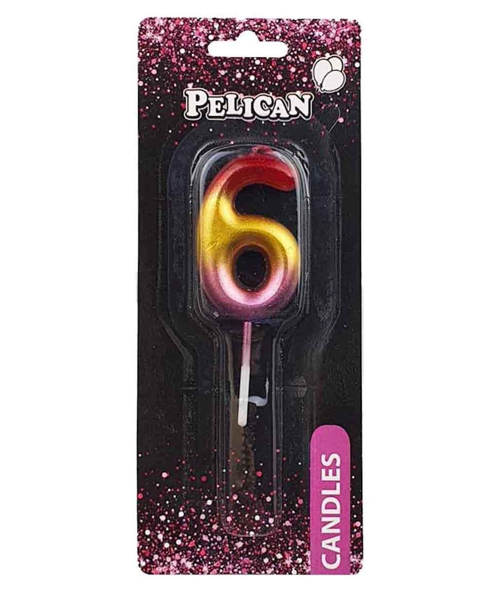 Свеча для торта Pelican 6 4,5 см Разноцветный (864566) Свеча для торта Pelican 6 4,5 см Разноцветный (864566)
