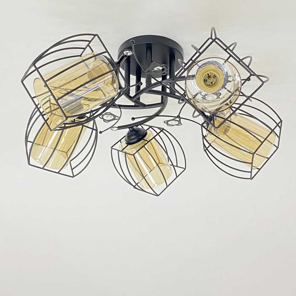 Люстра потолочная Light House SRS-20304/5 плафоны янтарные Черный Люстра потолочная Light House SRS-20304/5 плафоны янтарные Черный