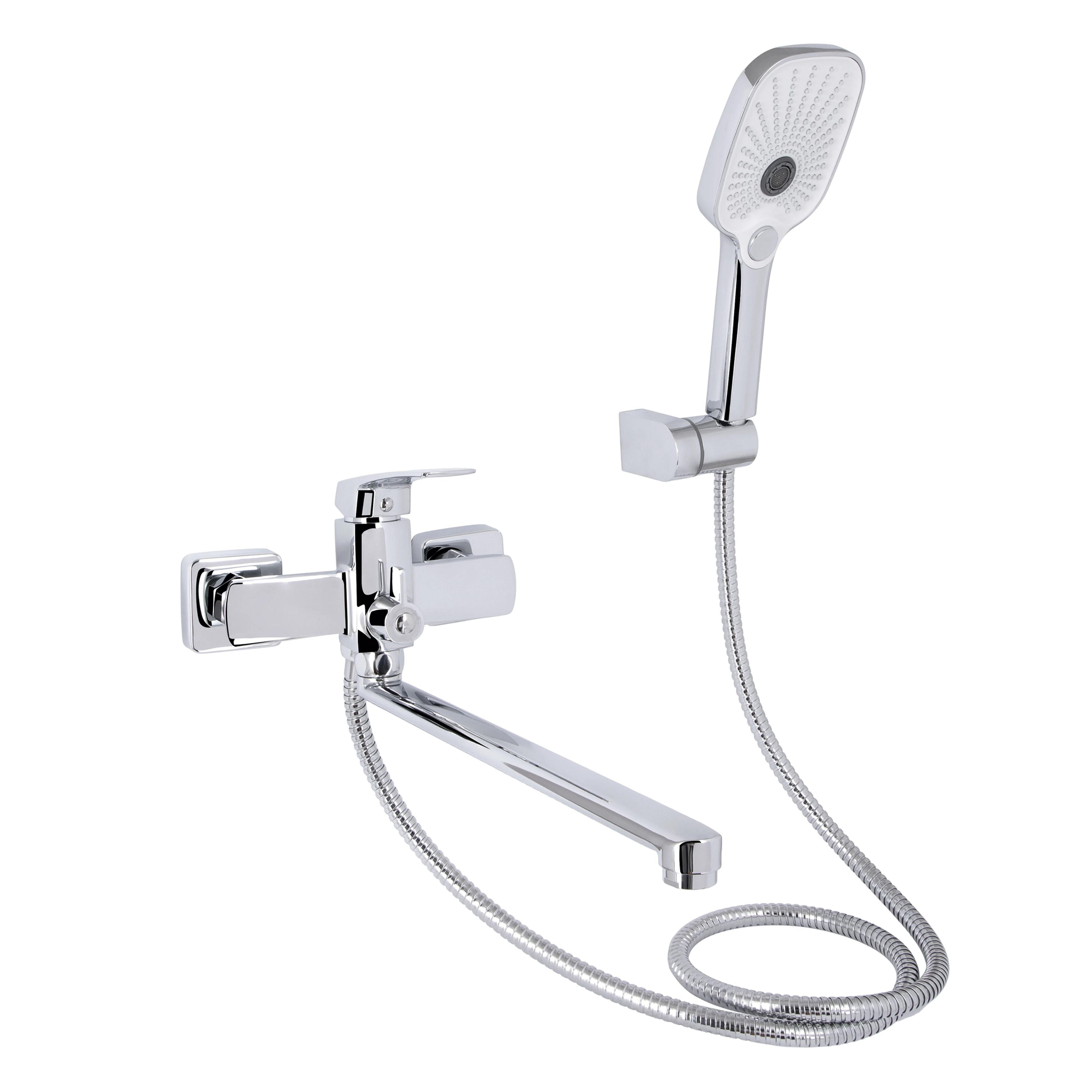 Змішувач для ванни Qtap Tern з довгим поворотним виливом з душовим гарнітуром Chrome (QTTER260CRM47587)