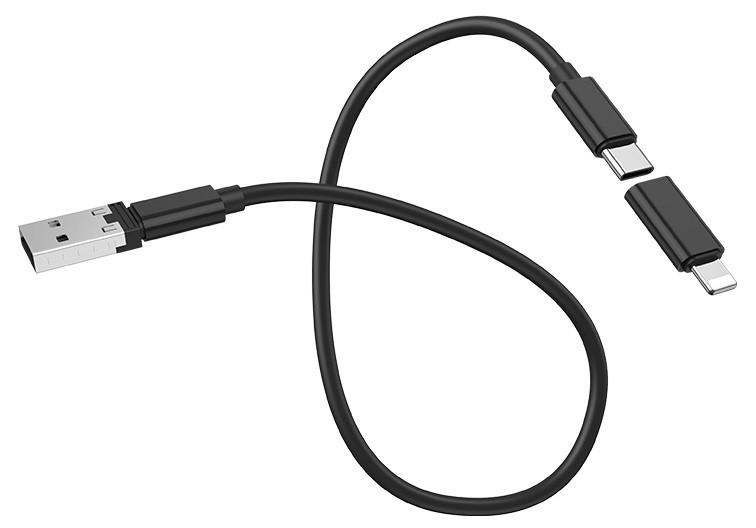 Кабель Hoco U86 Lightning Micro USB Type-C 3А Черный - фото 2