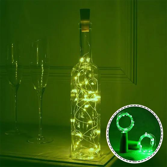 Гирлянда нить на батарейках Роса с пробкой 20LED зеленый свет Гирлянда нить на батарейках Роса с пробкой 20LED зеленый свет