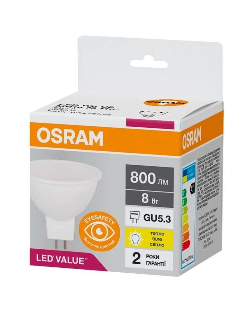 Лампа светодиодная Osram 4058075689428 GU5,3 MR16 8W/830 3000K 800 Lm PAR16 75 230V (36486396)