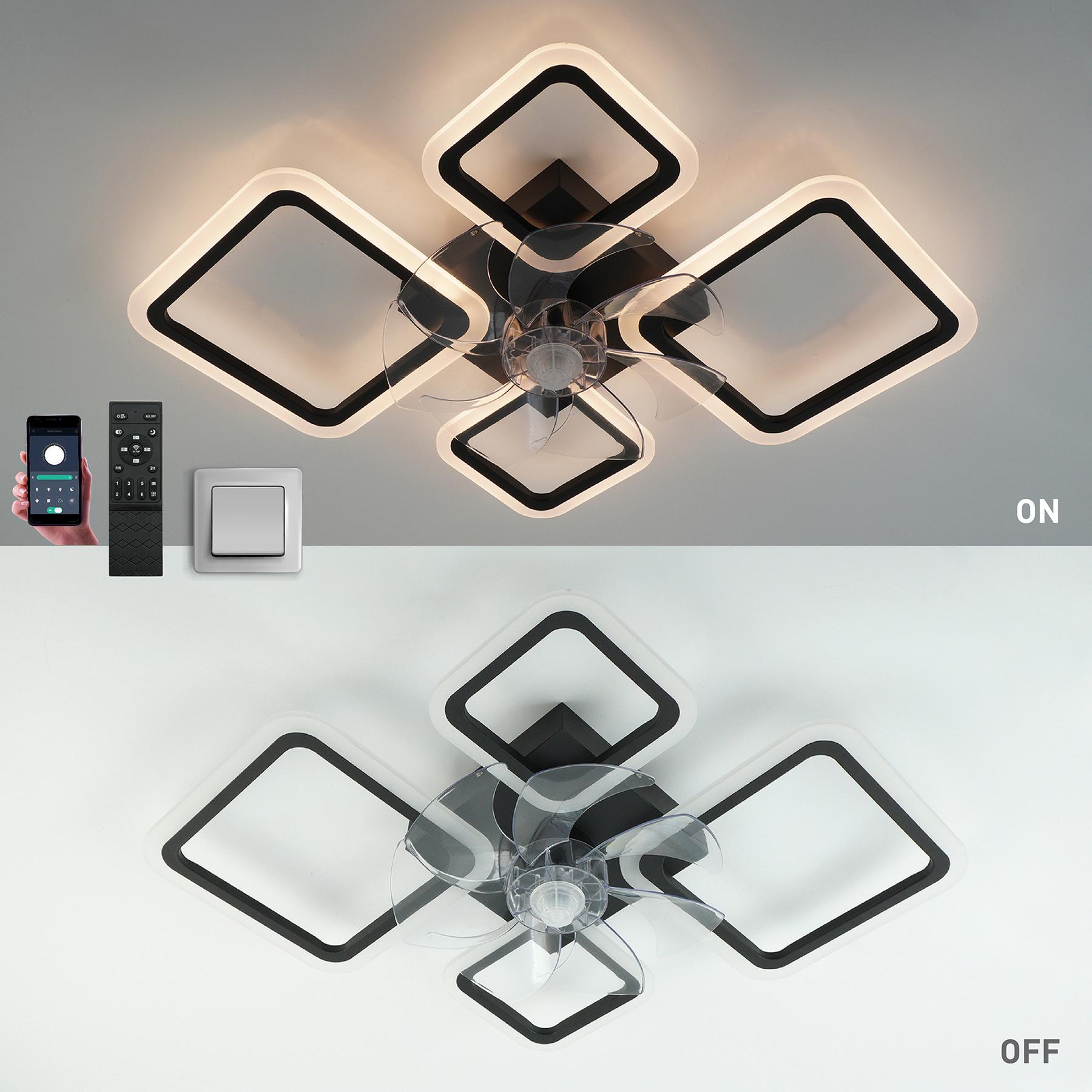 Люстра світлодіодна з вентилятором ESLLSE FAN OVAL 4S 70 Вт/18 Вт 760x560x120 мм Чорний (141-10588-01) - фото 2 Люстра світлодіодна з вентилятором ESLLSE FAN OVAL 4S 70 Вт/18 Вт 760x560x120 мм Чорний (141-10588-01) - фото 2