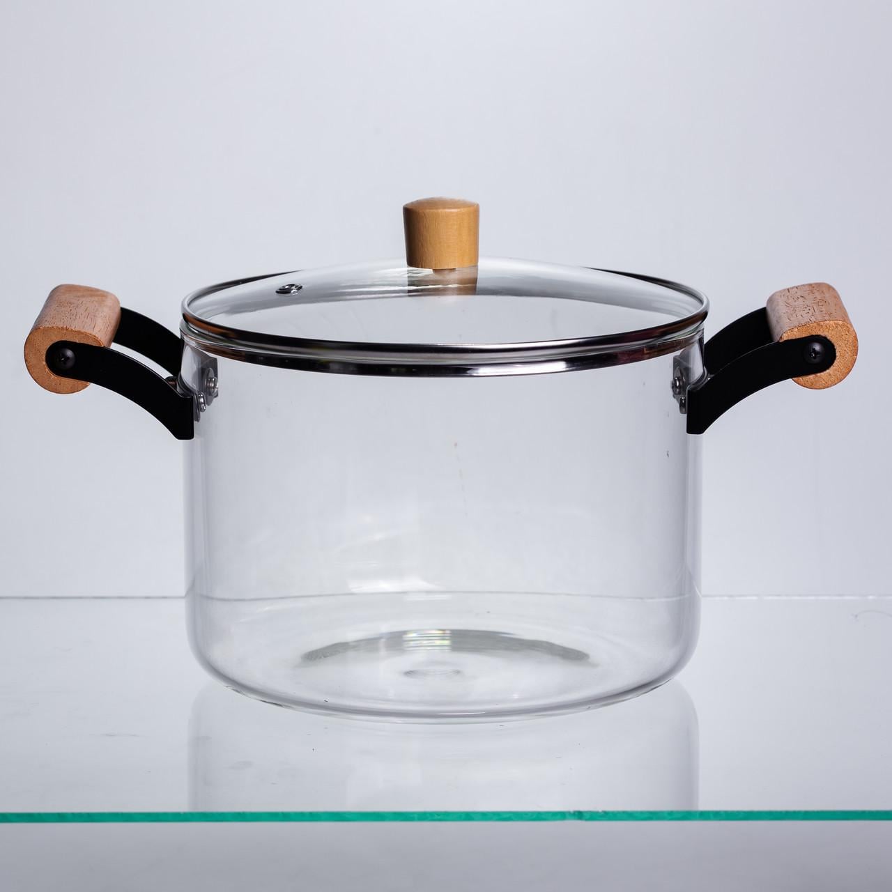 Кастрюля стеклянная с крышкой TS Kitchen из боросиликатного стекла для приготовления варки блюд Ø 20 см 4,5 л (HP-34-109)