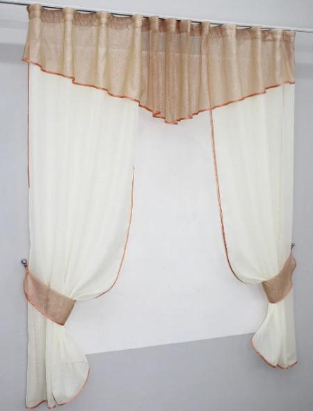 Занавеска на кухню/балкон шифон290х170 см Молочный/Персиковый (00к 59-482) - фото 5 Занавеска на кухню/балкон шифон290х170 см Молочный/Персиковый (00к 59-482) - фото 5
