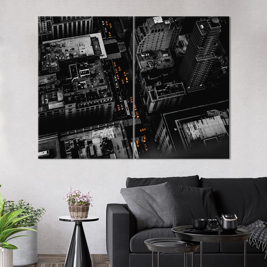 Настенний декор Чёрно-белый город Нью-Йорк 111x81 см (A849-2)
