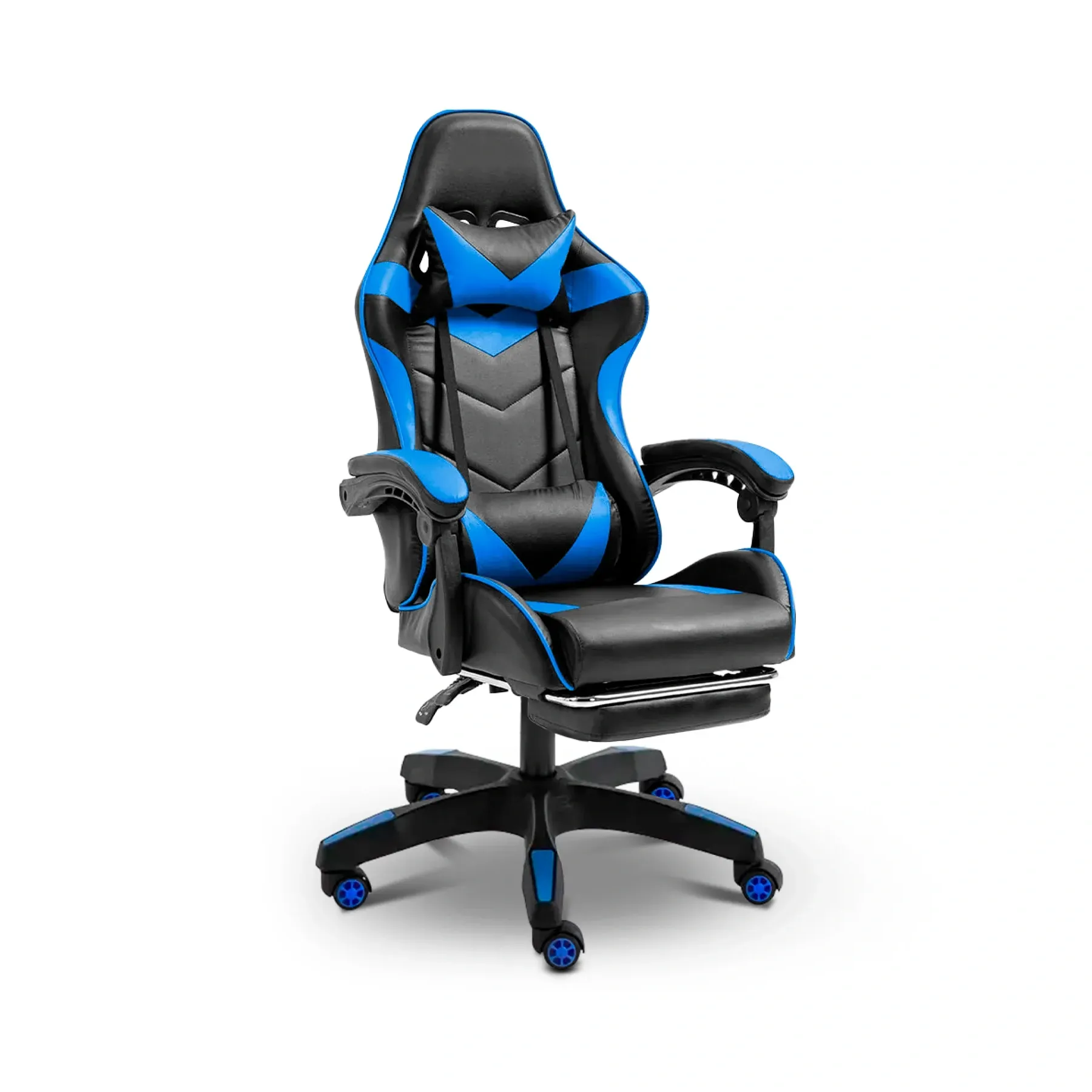 Крісло ігрове для офісу та дому 4Points GT з подушками та підставкою для ніг Чорний/Синій (40040) - фото 1 Крісло ігрове для офісу та дому 4Points GT з подушками та підставкою для ніг Чорний/Синій (40040) - фото 1