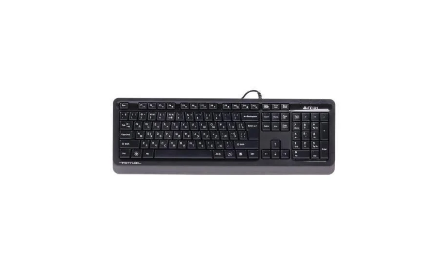 Клавіатура A4Tech FKS10 Fstyler USB/кнопки Natural_A Shape/12 мультимедійних кнопок/захист від бризок/1,5 м Чорний/Сірий (2881183634)