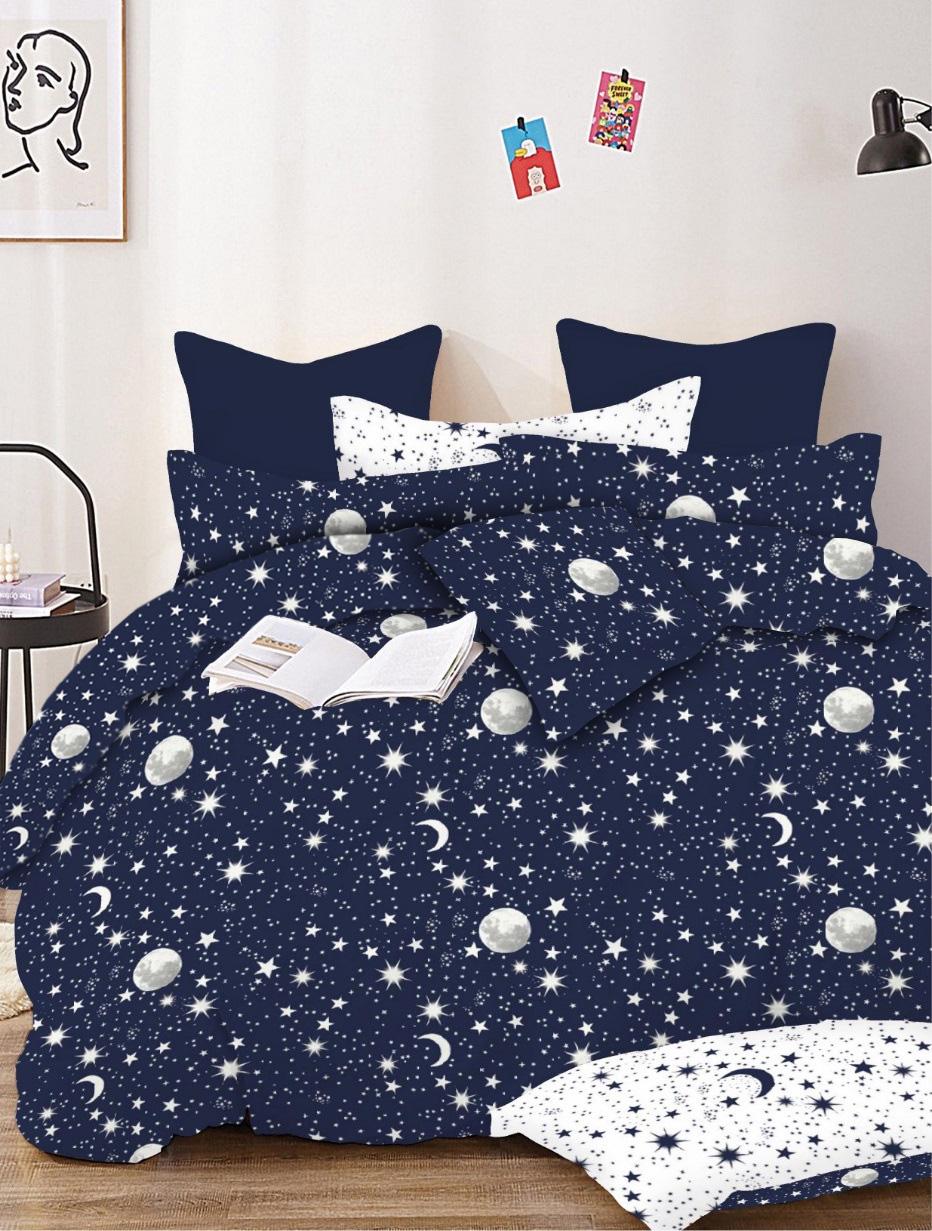Комплект постельного белья Zastelli Stars on Blue бязь  полуторный 145*210 синий