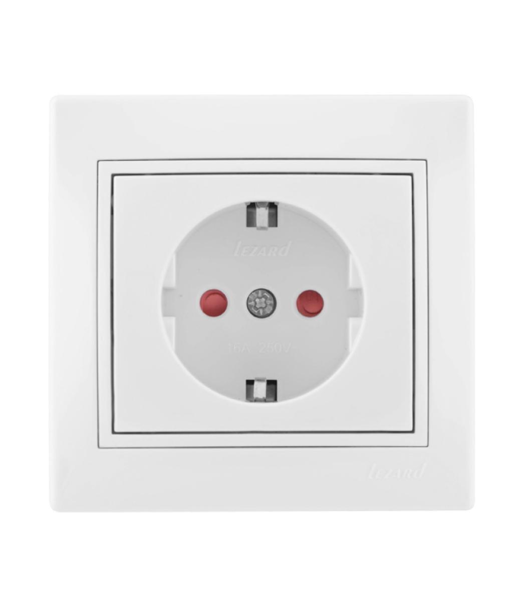 Розетка Mira одинарная с заземлением защита от детей Белая (701-0202-124B)
