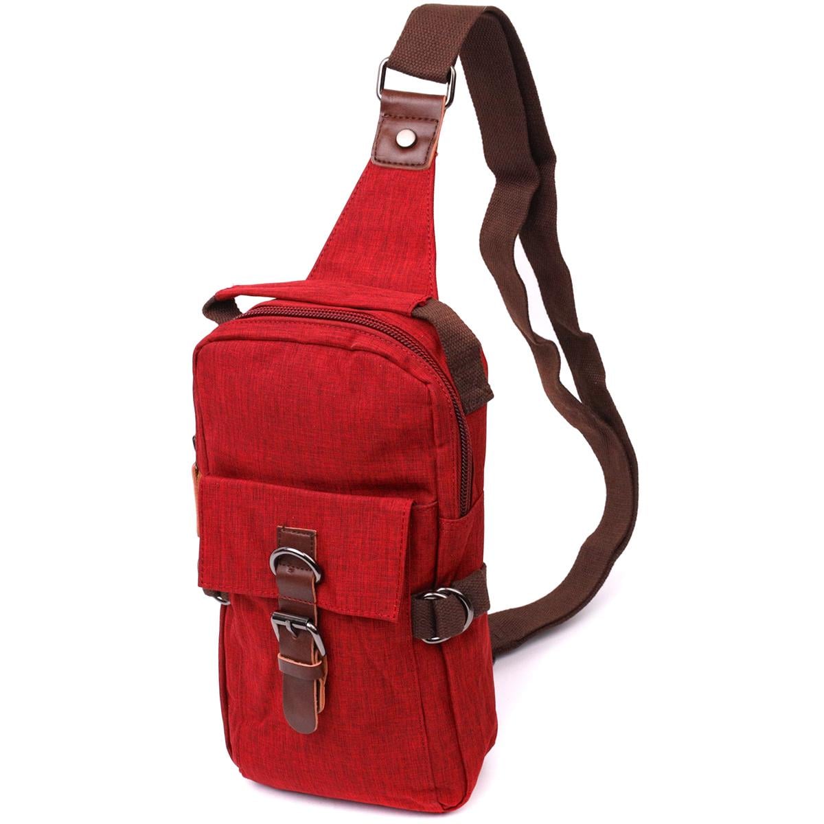 Мужская сумка плкчквая Vintage Bag 22189 из плотного текстиля Бордовый
