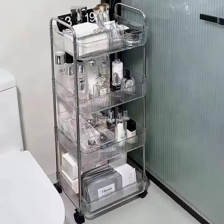 Тележка на колесиках пластмассовая 4 яруса Прозрачный - фото 2 Тележка на колесиках пластмассовая 4 яруса Прозрачный - фото 2