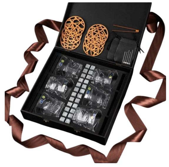 Набор камней для виски Whiskey Stones 24 шт. и 6 стаканов Bohemia Zig-Zag 300 мл