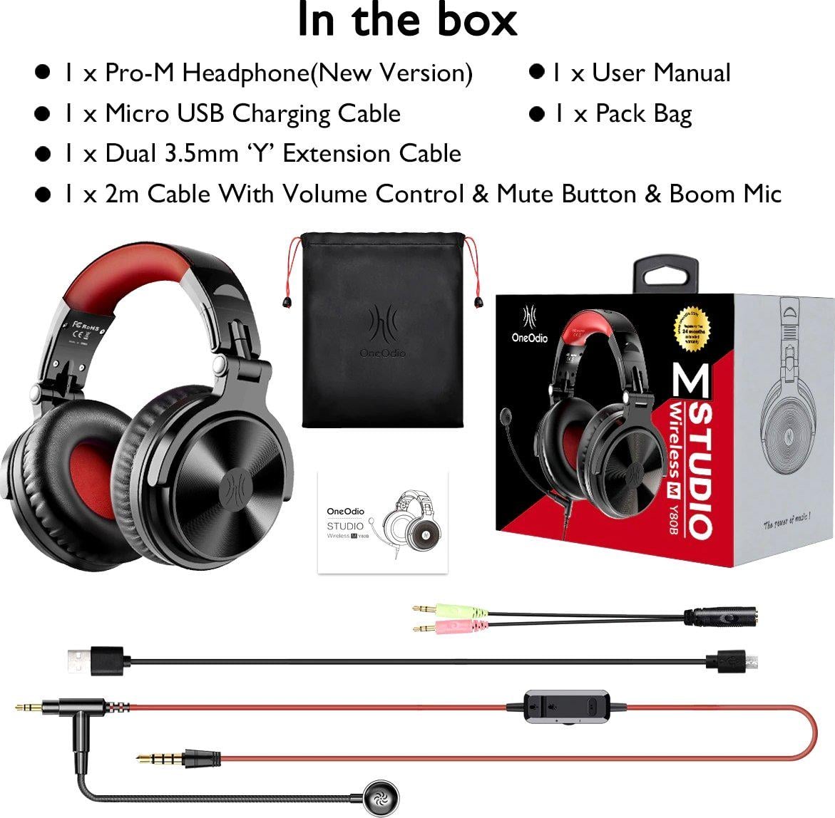 Наушники Oneodio Studio Wireless Pro M Bluetooth Black - фото 3